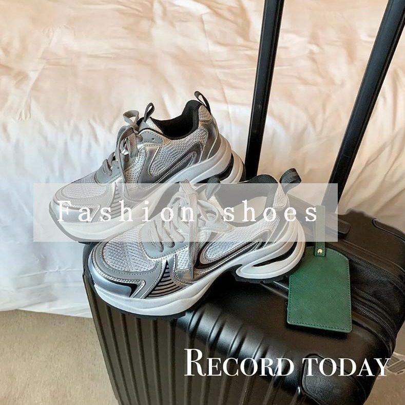 青岛福客来女鞋断码清仓秋冬新款银色老爹鞋女新款鞋真皮厚底网面,女鞋,老爹鞋,淘宝优惠券,粉丝福利购,淘宝优惠卷