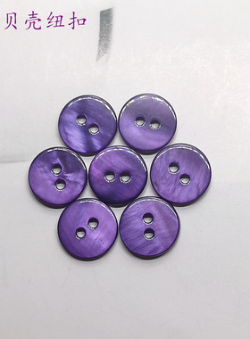 平面紫色两眼纯天然贝壳纽扣珍珠贝壳扣棉麻真丝衬衫开衫毛衣扣子