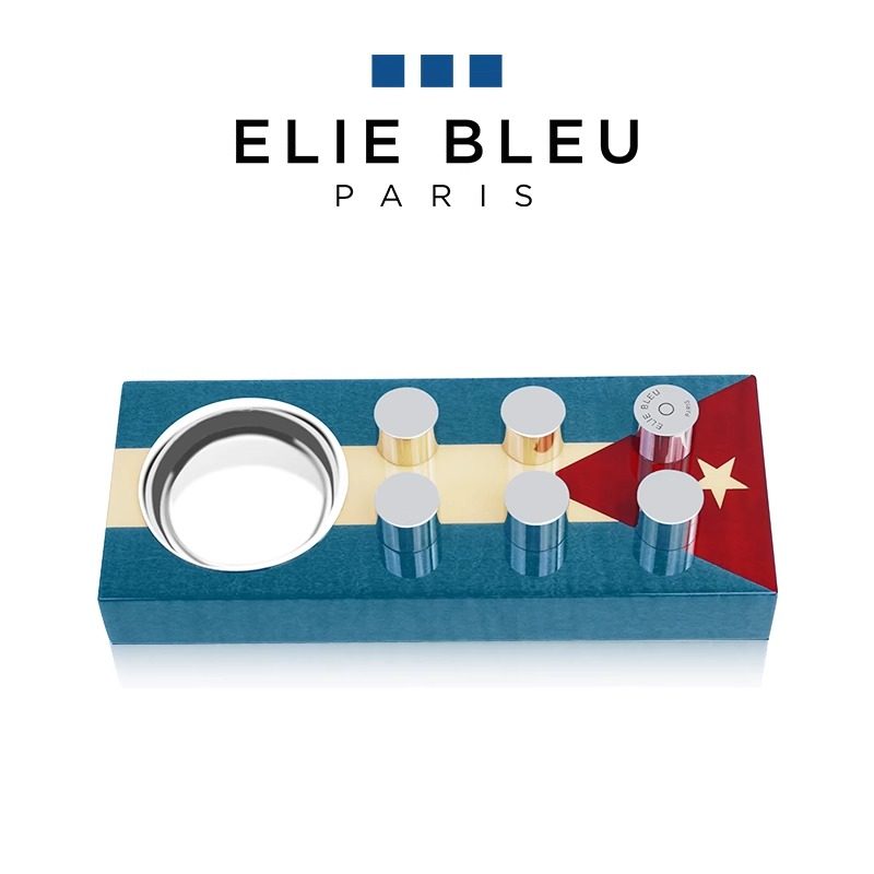 法国ELIE BLEU古巴国旗木质雪茄烟灰缸单人位钢琴烤漆