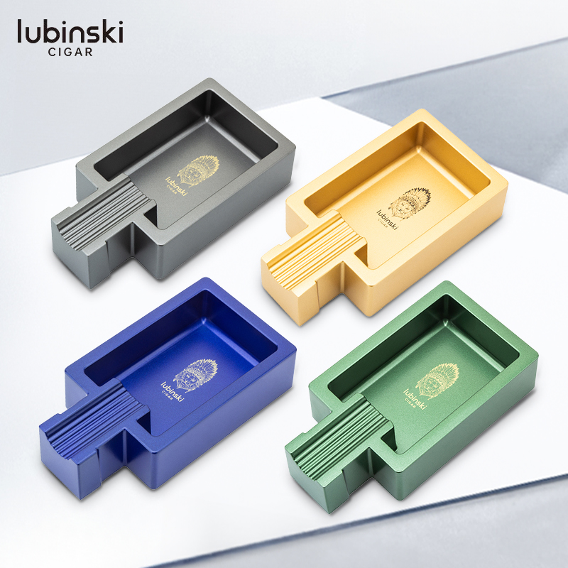 LUBINSKI 单人雪茄烟灰缸锌合金电镀喷漆便携式大容量时尚持灰器