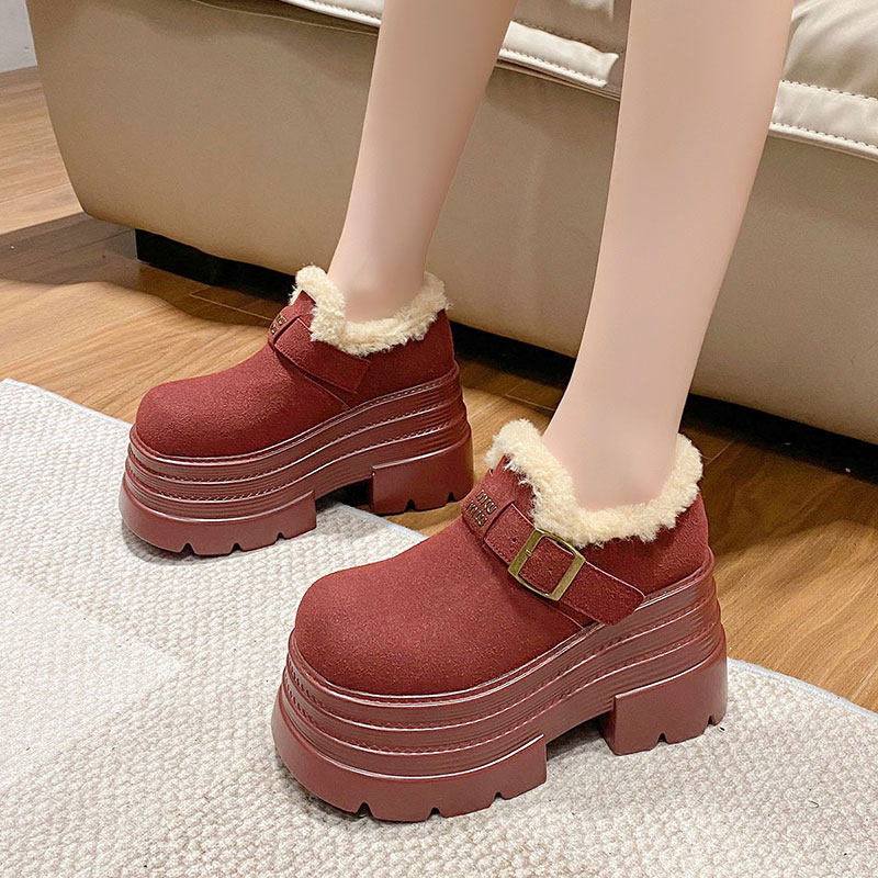 2025冬季新款10cm内增高女鞋厚底加绒休闲鞋女百搭保暖棉鞋雪地靴