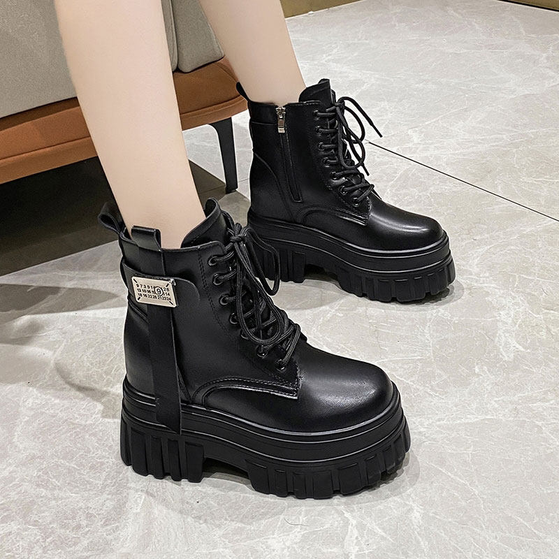 2025秋冬新款10cm内增高靴子厚底高跟马丁靴百搭小个子显瘦短筒靴