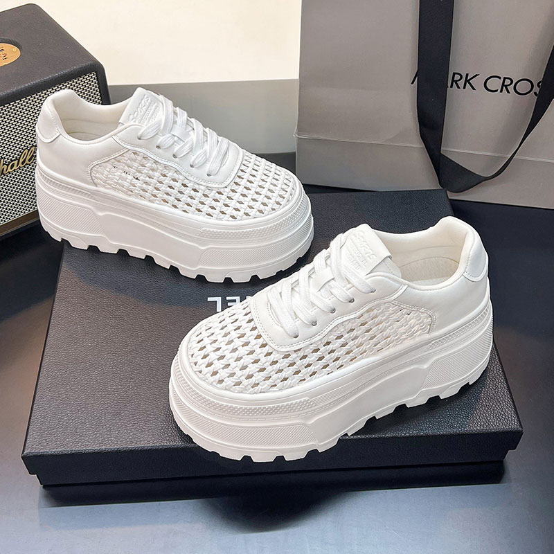 8cm内增高厚底镂空透气小白鞋