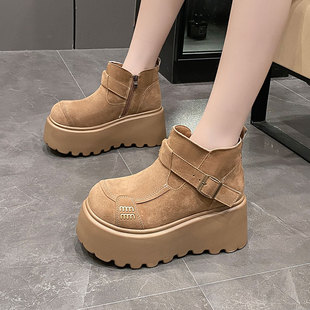 2025冬季新款8cm内增高女鞋厚底小个子休闲鞋百搭保暖棉鞋雪地靴