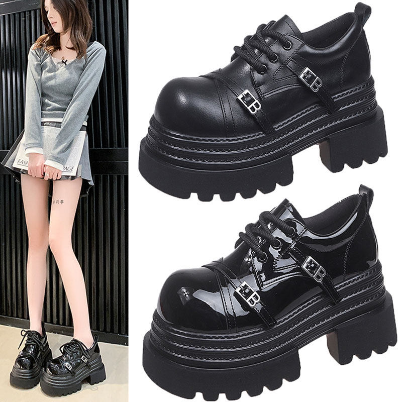 2026春季新款8cm内增高女鞋厚底高跟JK小皮鞋百搭松糕乐福鞋单鞋