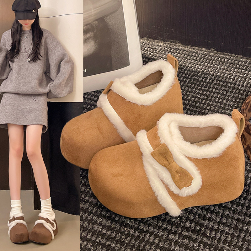 2025冬季新款7cm内增高女鞋厚底加绒勃肯鞋女百搭保暖休闲鞋棉鞋