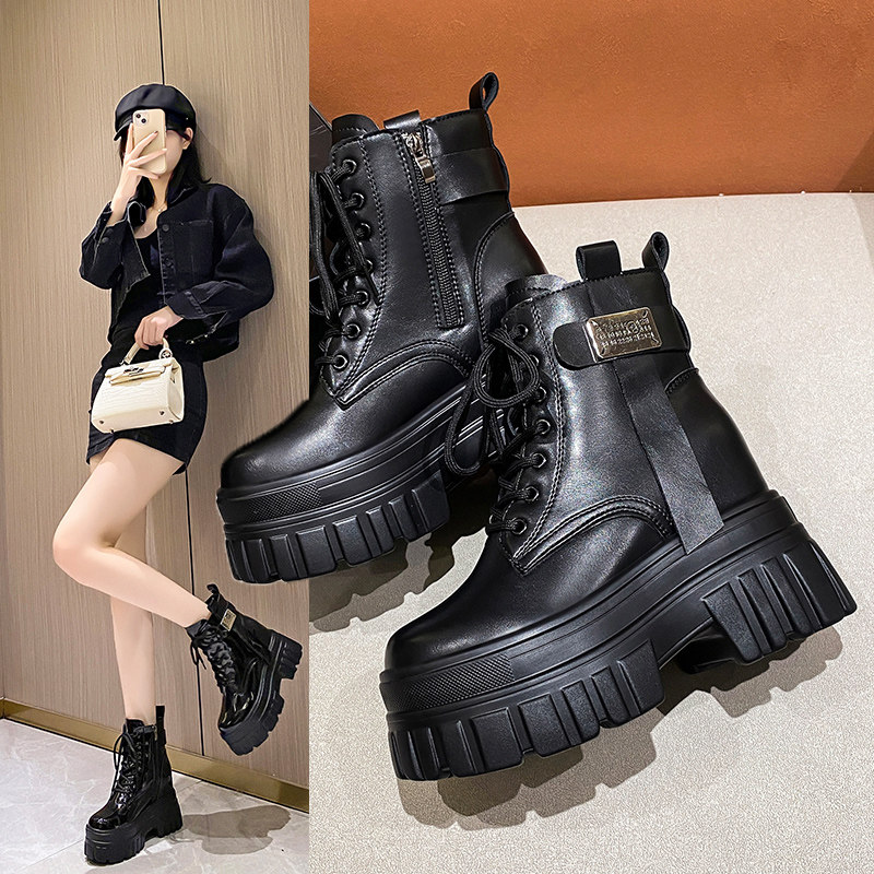 10cm内增高厚底高跟马丁靴短靴