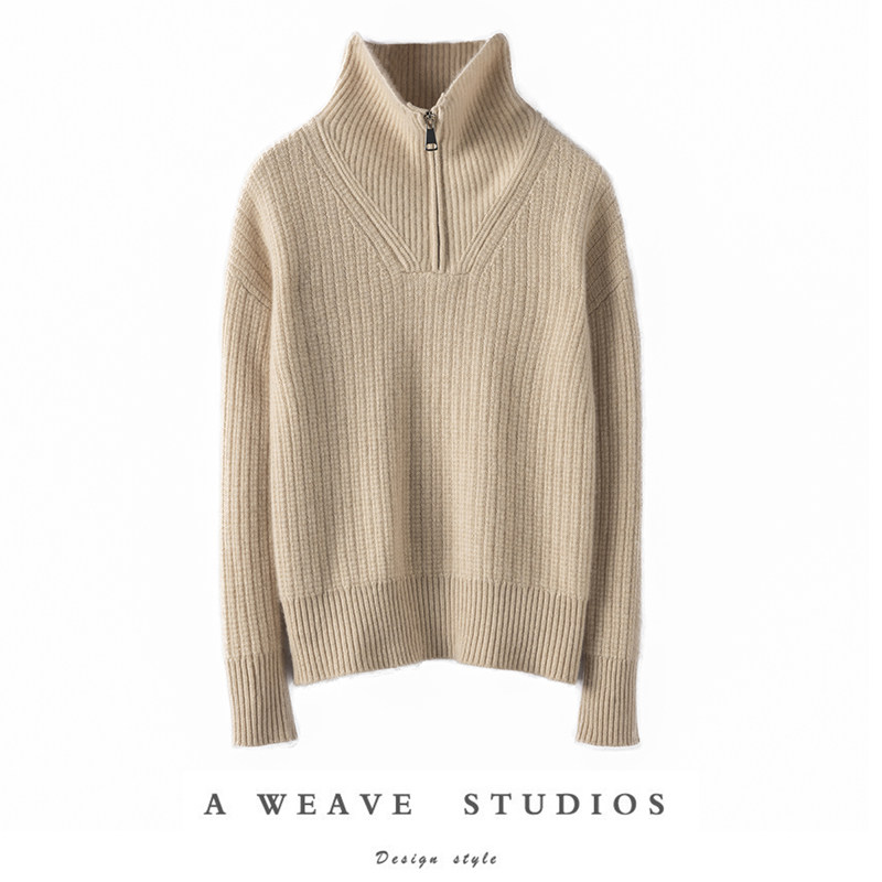 SQN上身就是一种享受！重磅加厚半拉链100%纯山羊绒衫女针织毛衣,女装/女士精品,羊绒衫,淘宝优惠券,粉丝福利购,淘宝优惠卷