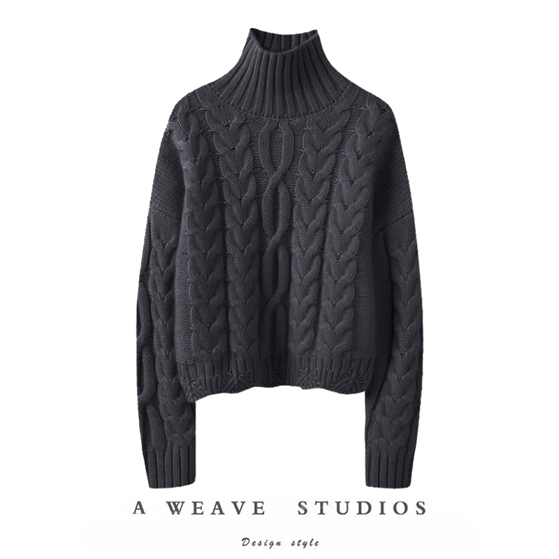 不张扬的时髦！！重磅加厚高领羊绒衫女纯羊绒毛衣套头宽松