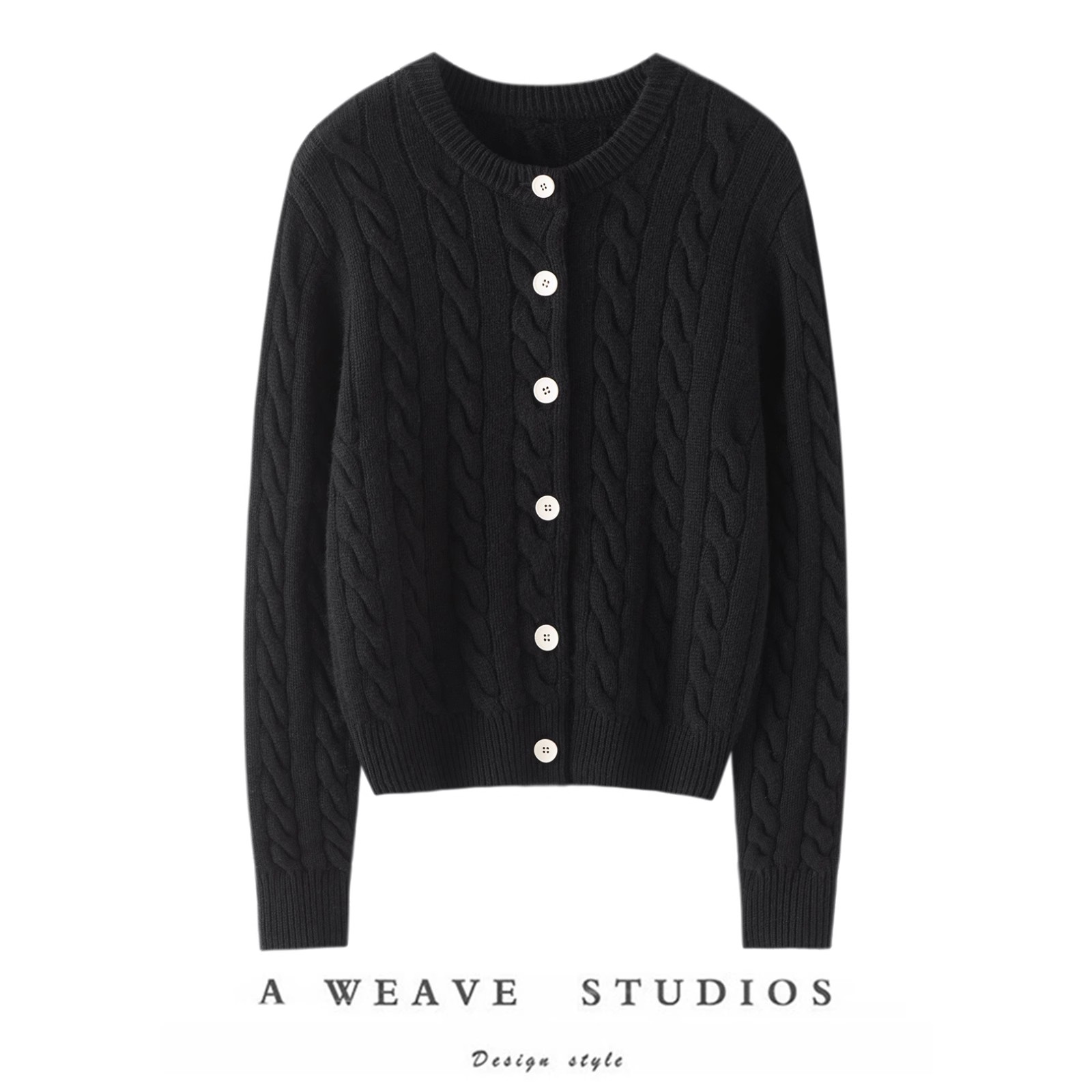 法式绞花针织开衫毛衣