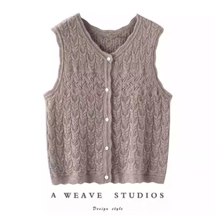 就冲品质入!镂空钩花羊绒马甲女外穿百搭100纯山羊绒针织马夹背心