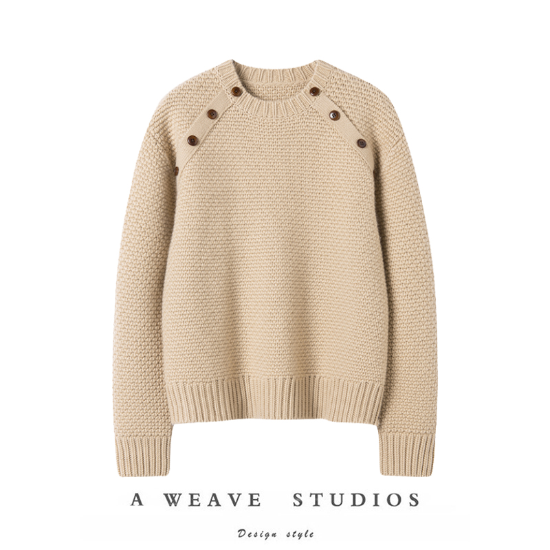 纽扣套头毛衣保暖羊绒针织衫女