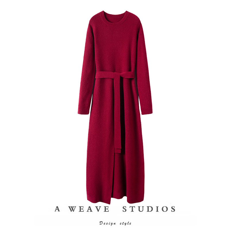 加厚纯山羊绒裙女毛衣连衣裙秋冬