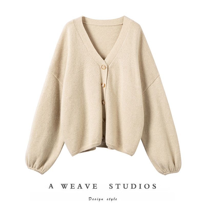 宝藏气质通勤款！灯笼袖粗针V领羊绒开衫女纯羊绒毛衣针织开衫,女装/女士精品,羊绒衫,淘宝优惠券,粉丝福利购,淘宝优惠卷