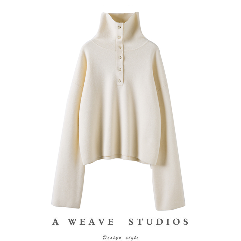 萨琪尼100%山羊绒高领针织上衣