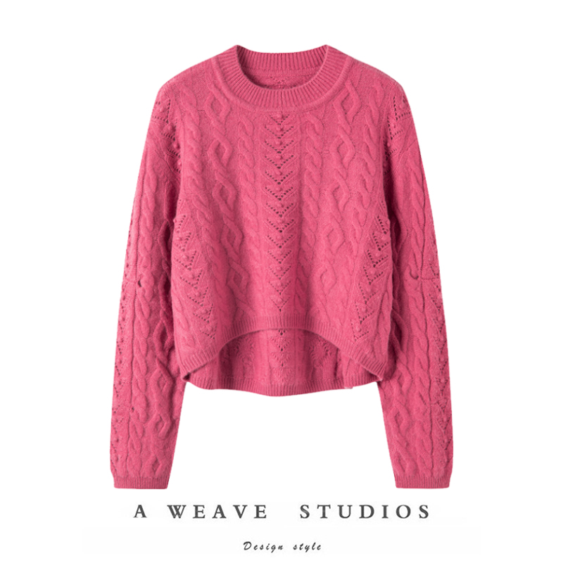 短款100%羊绒针织毛衣女