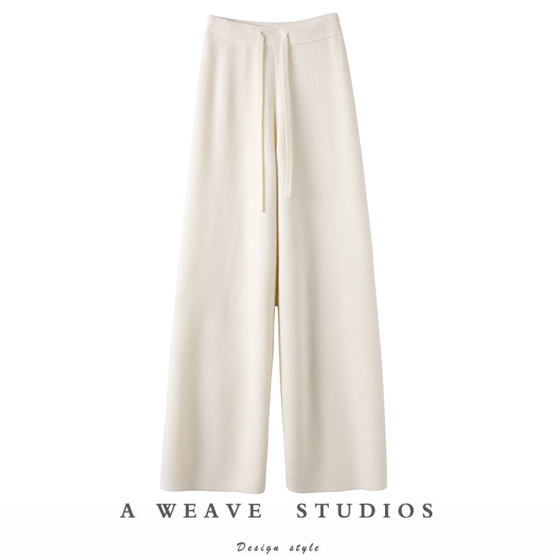 纯山羊绒裤子柔软滑顺阔腿裤