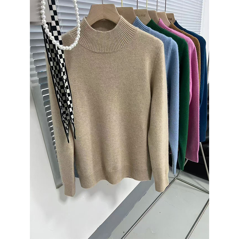 纯羊绒衫半高领宽松新款气质