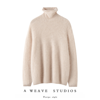 金灿灿拉毛拉绒100%纯山羊绒毛衣