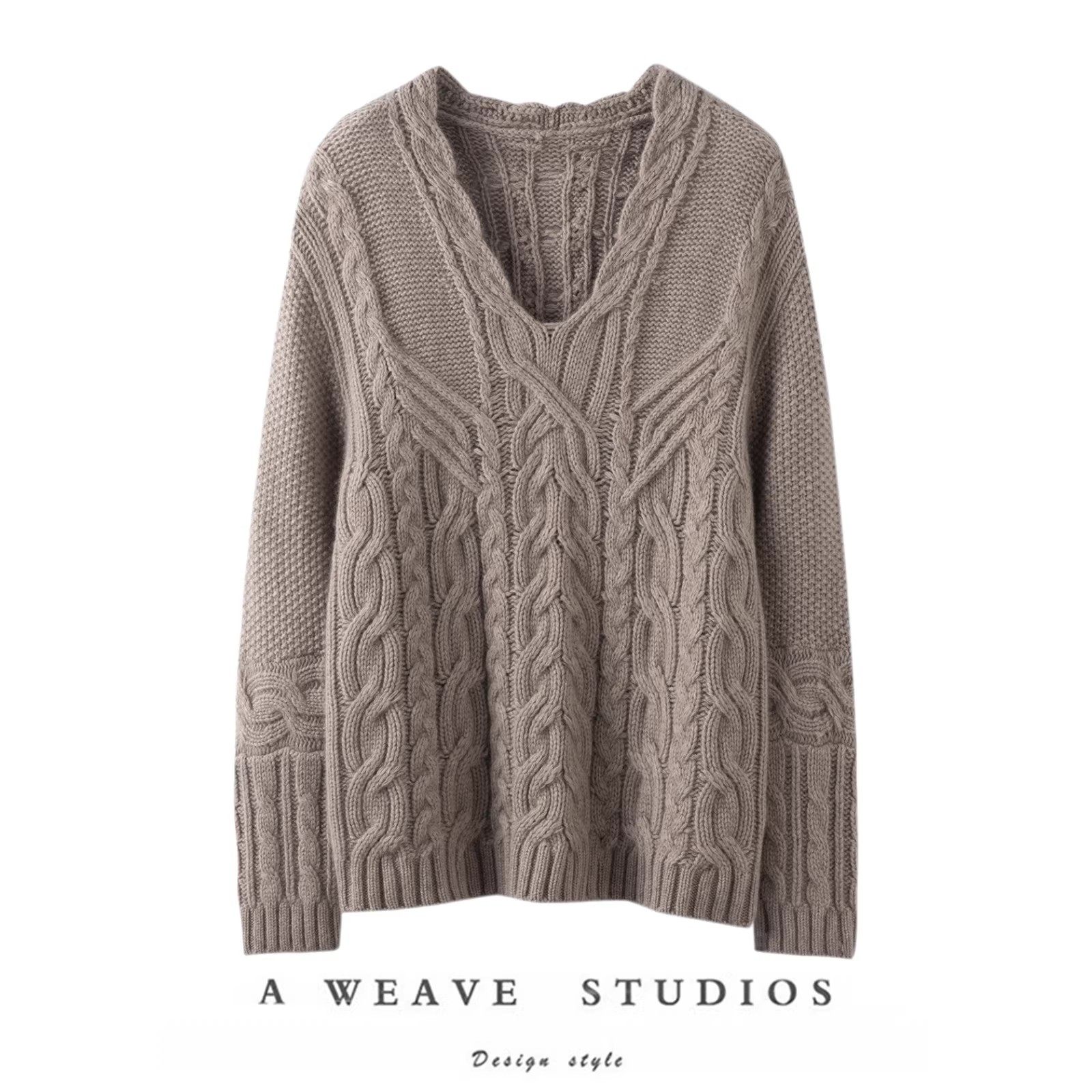 意大利气质有没有！重磅加厚粗针V领羊绒衫女纯羊绒毛衣套头宽松,女装/女士精品,羊绒衫,淘宝优惠券,粉丝福利购,淘宝优惠卷