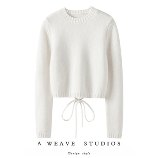 冲这个调性!露背设计加厚羊绒衫女100纯羊绒毛衣圆领针织衫秋冬