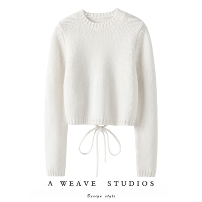 露背设计加厚羊绒衫女