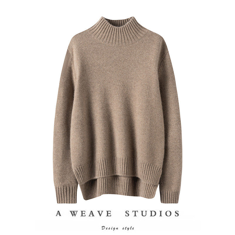 显瘦有型搭配~纯山羊绒衫女宽松加厚高领纯羊绒毛衣前短后长开叉,女装/女士精品,羊绒衫,淘宝优惠券,粉丝福利购,淘宝优惠卷