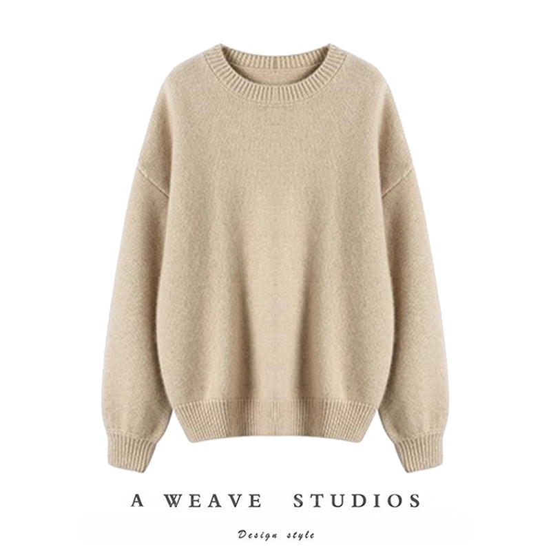 美拉德灯笼袖圆领宽松羊绒衫