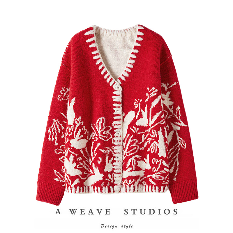 羊绒春季双面兔开衫男女同款新年