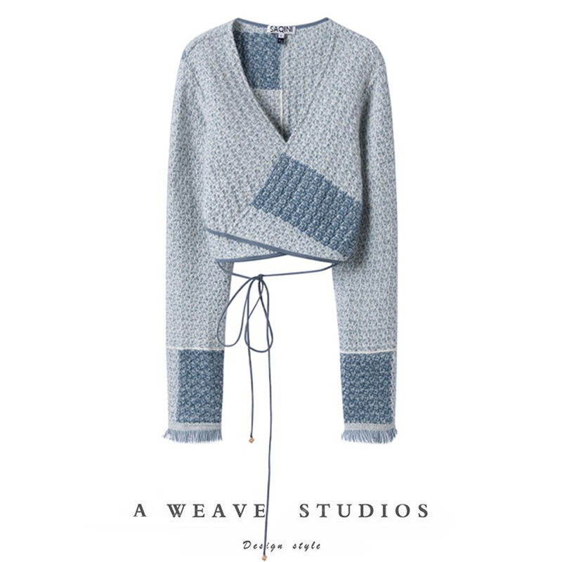 暖纯山羊绒厚度款软花呢开衫长袖