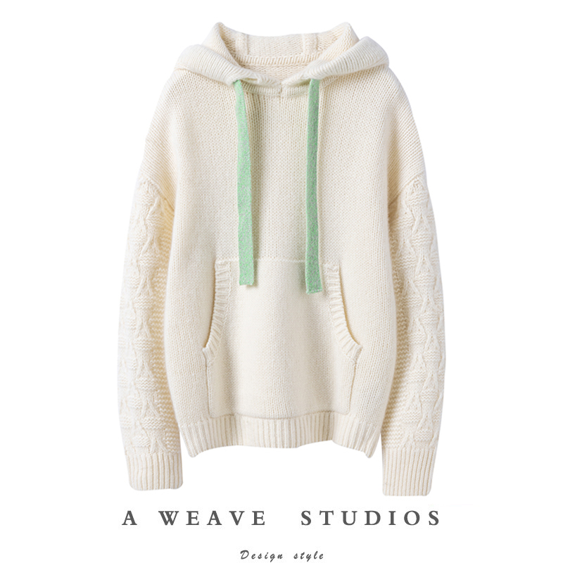 纯山羊绒衫超重磅宽松连帽针织衫