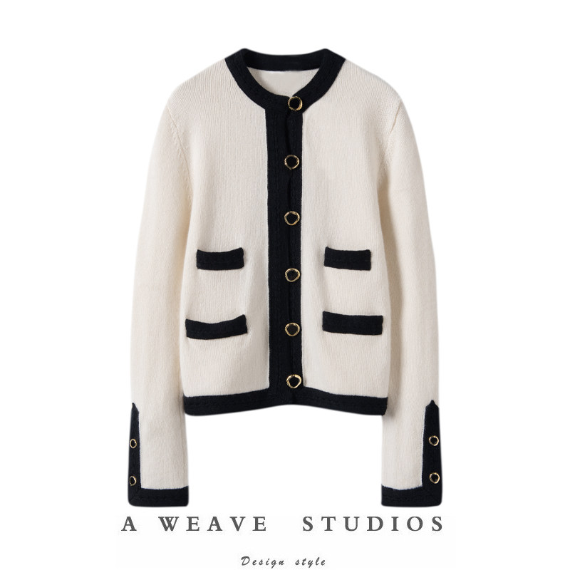 上身太好看了~纯山羊绒撞色小香风针织开衫女2025秋冬新款,女装/女士精品,羊绒衫,淘宝优惠券,粉丝福利购,淘宝优惠卷