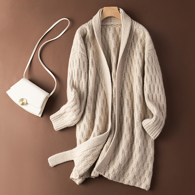 大粗棒针羊绒开衫女毛衣外套加厚