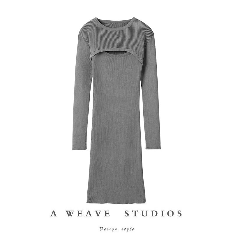 御姐风气质女神范！新款长袖纯羊绒上衣羊绒性感吊带包臀裙套装女