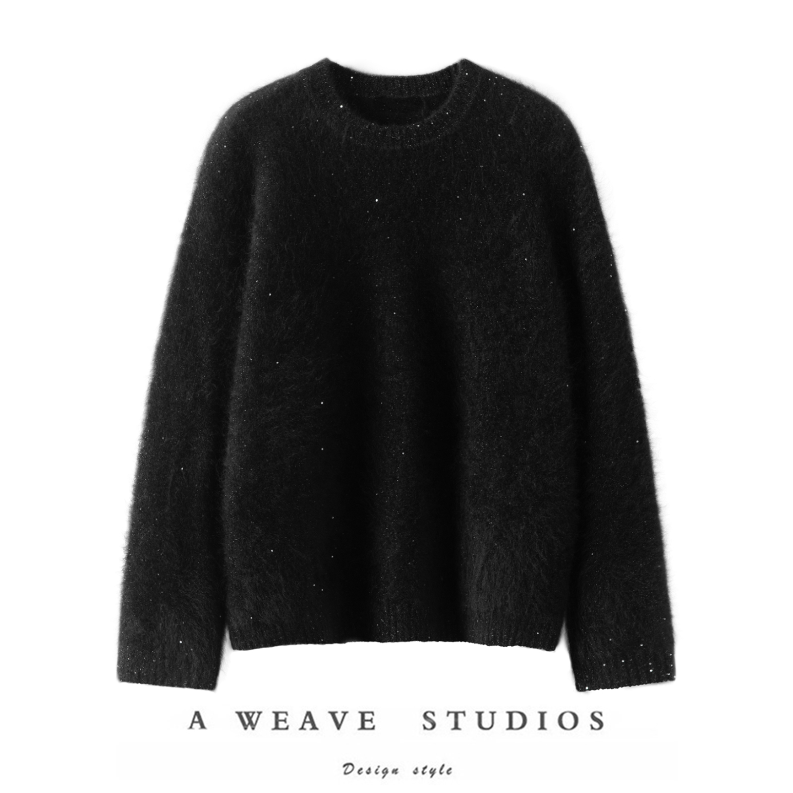 萨琪尼官方正品~聚光灯100%羊绒衫 亮丝亮片*重工拉绒|圆领针织衫