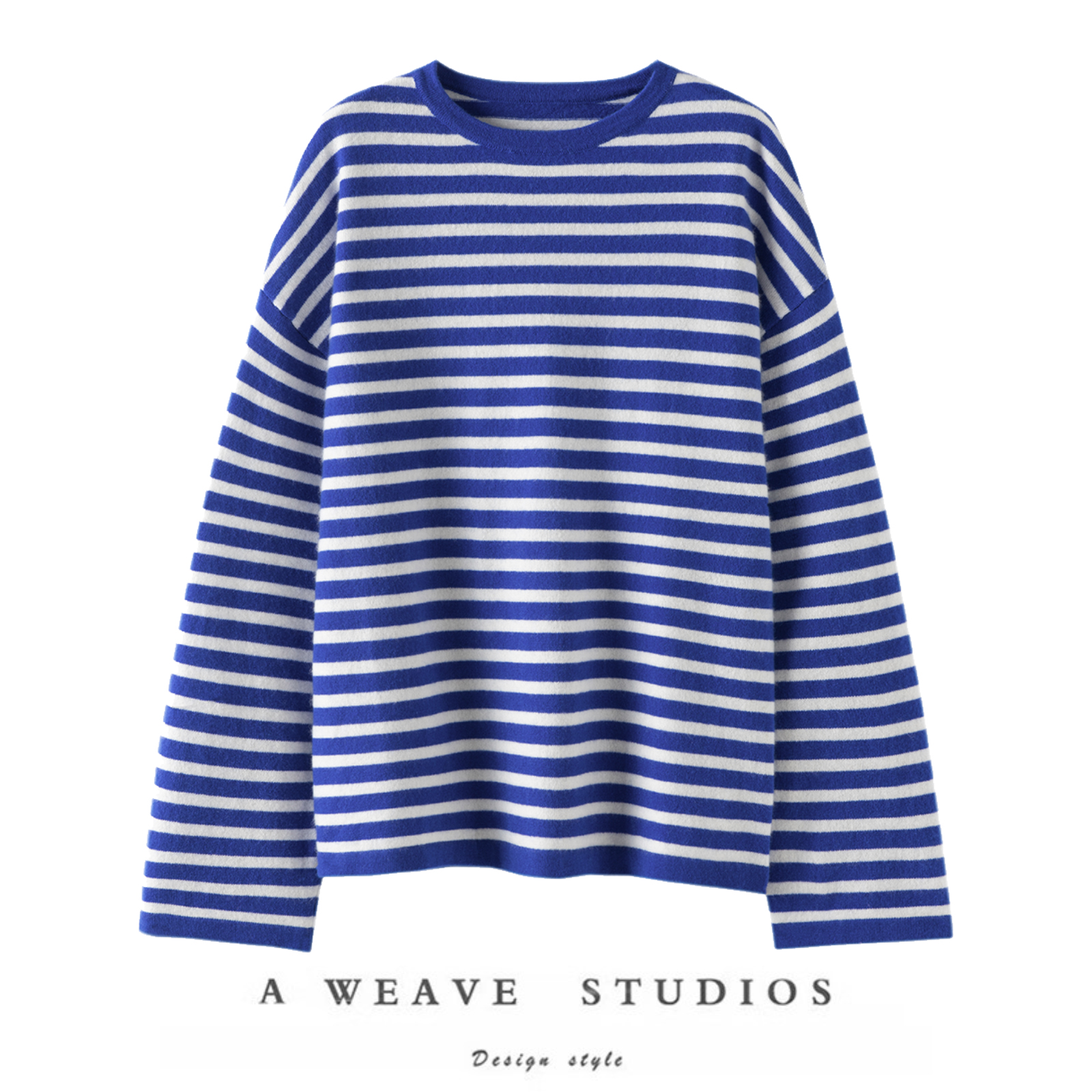 掏心肺推荐！100%纯山羊绒衫女圆领条纹阔袖纯羊绒毛衣针织衫秋冬