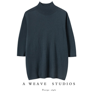 通勤佳人 18针100支双股桑蚕丝羊绒半高领中袖