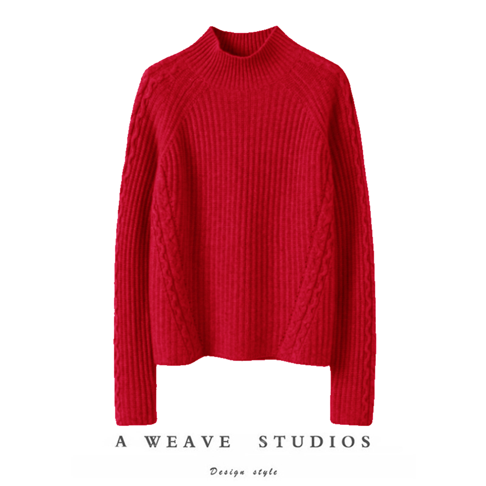 羊绒半高领宽松纯羊绒毛衣