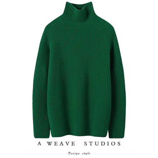 洋气高品位~2025春秋新款高领羊绒衫女宽松慵懒设计感羊绒毛衣