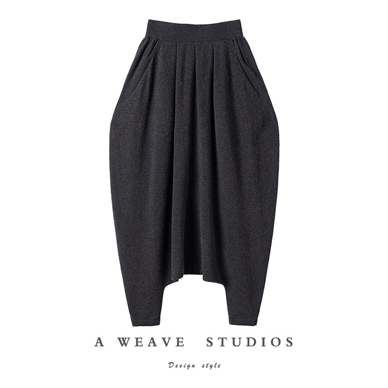 新款休闲掉档垮裤山羊绒长裤