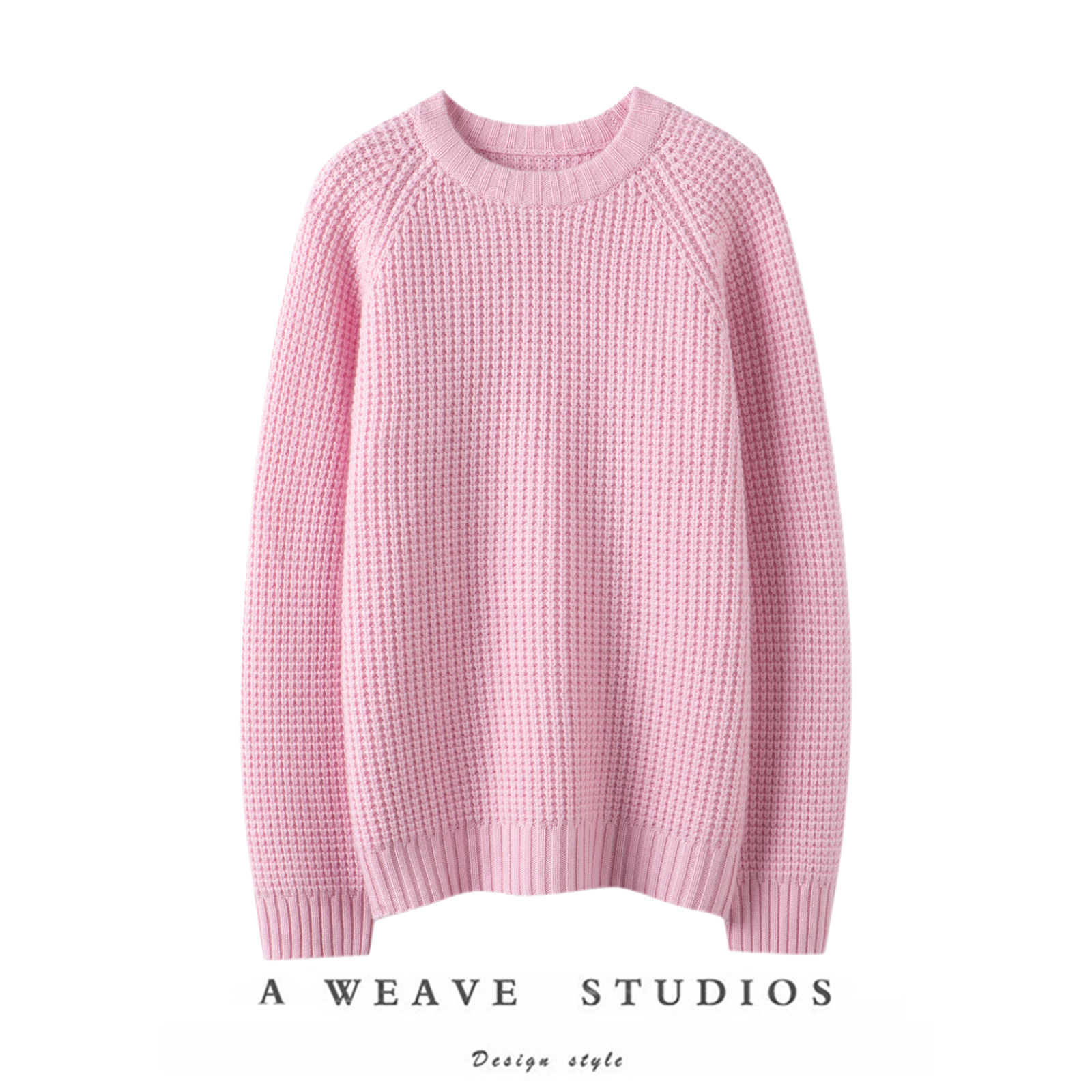 重磅加厚圆领羊绒衫女纯