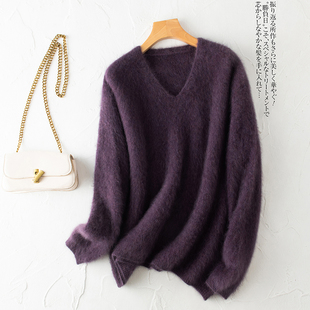 v领宽松套头毛衣062 JU好穿系列 萨琪尼 特种动物毛毛