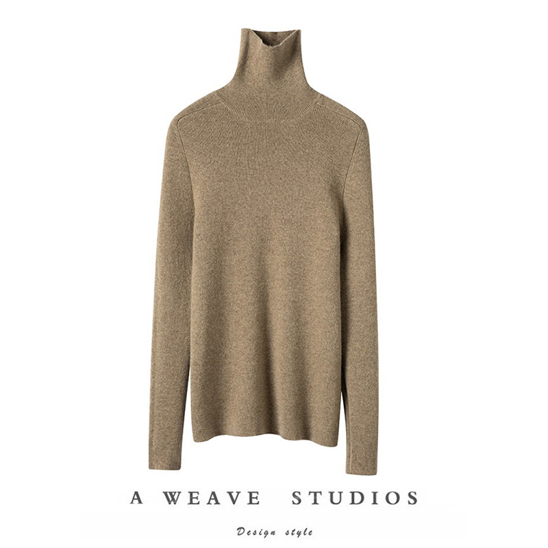 通勤老钱风~高领羊绒衫女套头修身纯羊绒毛衣针织打底衫秋冬新款