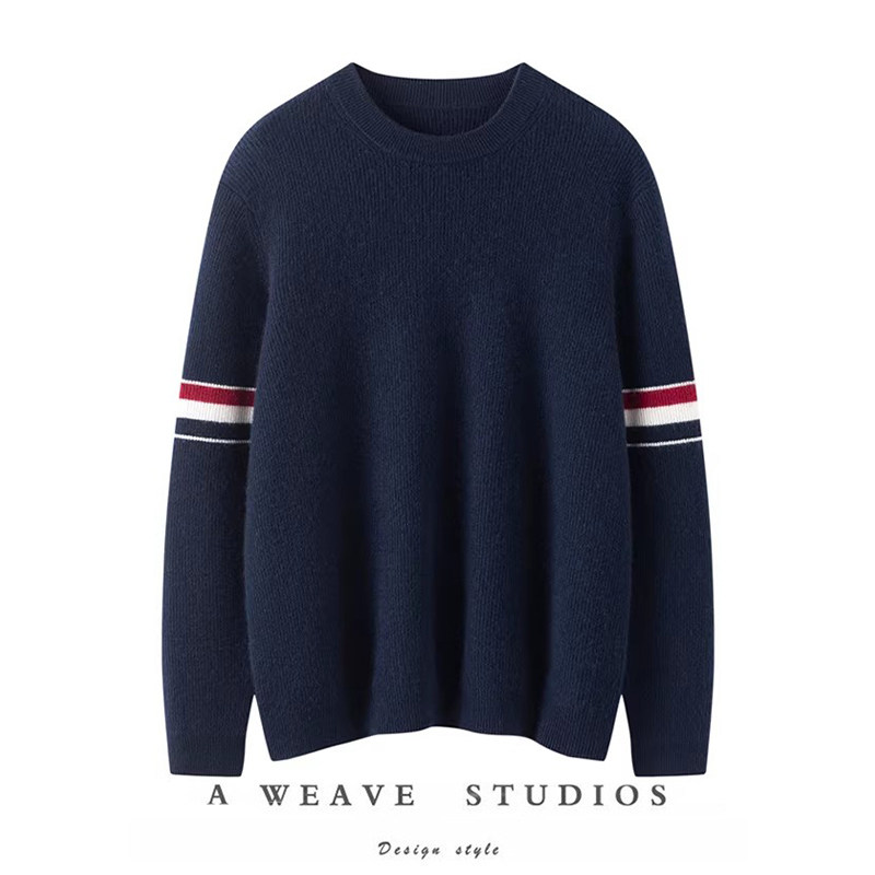 萨琪尼2025新款羊绒衫男青年冬季圆领加厚时尚纯羊绒外穿高档毛衣