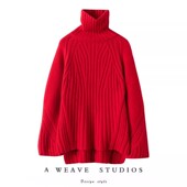 女宽松针织衫 狠有腔调 重磅加厚粗棒针高领羊绒衫 纯羊绒毛衣冬