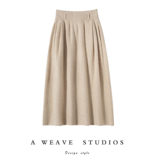 高级感满满~ 100%纯山羊绒针织半身裙女士高腰中长款显瘦a字裙冬