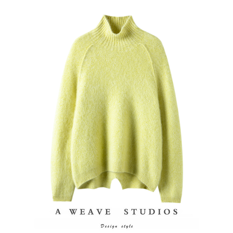 纯山羊绒拉绒针织衫重工花纱