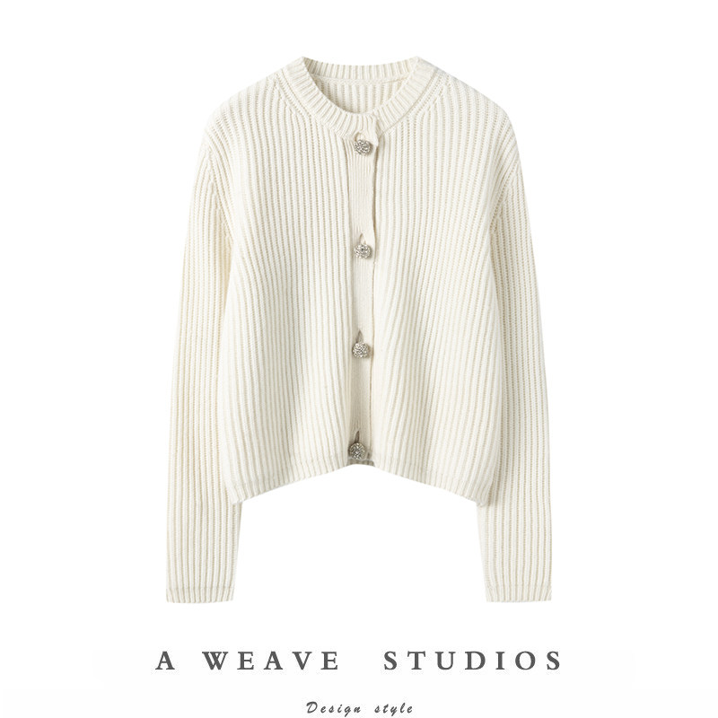 真心好喜欢~秋冬钻扣奶白色羊绒开衫女纯羊绒毛衣针织衫外套加厚,女装/女士精品,羊绒衫,淘宝优惠券,粉丝福利购,淘宝优惠卷