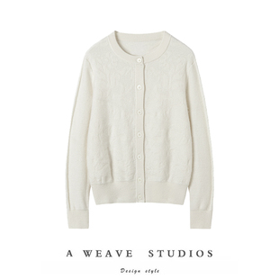 巨爱的质感~开衫女100%羊绒衫2025新款圆领长袖上衣