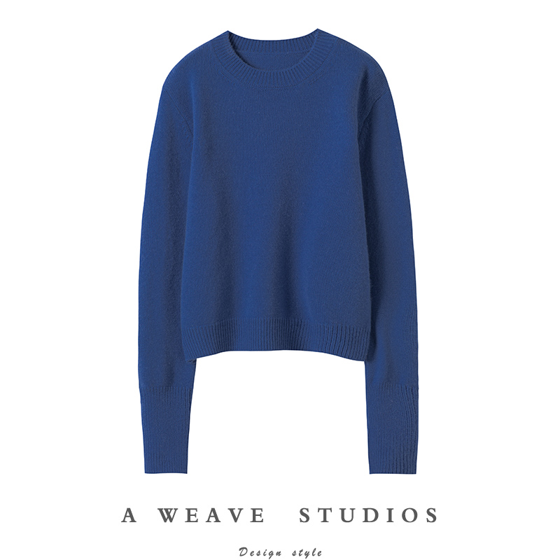 纯羊绒毛衣女圆领套头山羊绒衫